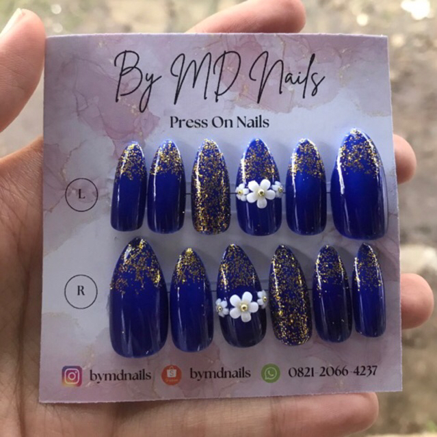 Kuku Palsu Wedding Warna Biru BCA | Kuku Palsu Murah | Kuku Palsu Pengantin Elegant