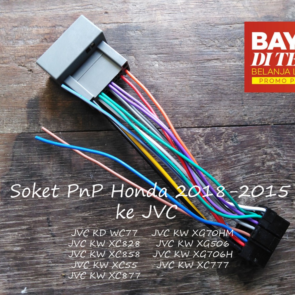 Soket PNP HU JVC KW XC777/ KD WC77/ JVC KW XG70HM/ XG506 ke Honda Jazz/ Brio/ Mobilio/ Stream 2008-2