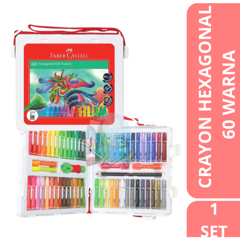 

[1 SET] Crayon Hexagonal Oil Pastel High Quality + Plastic Bag Murah Lengkap Isi 60 Warna