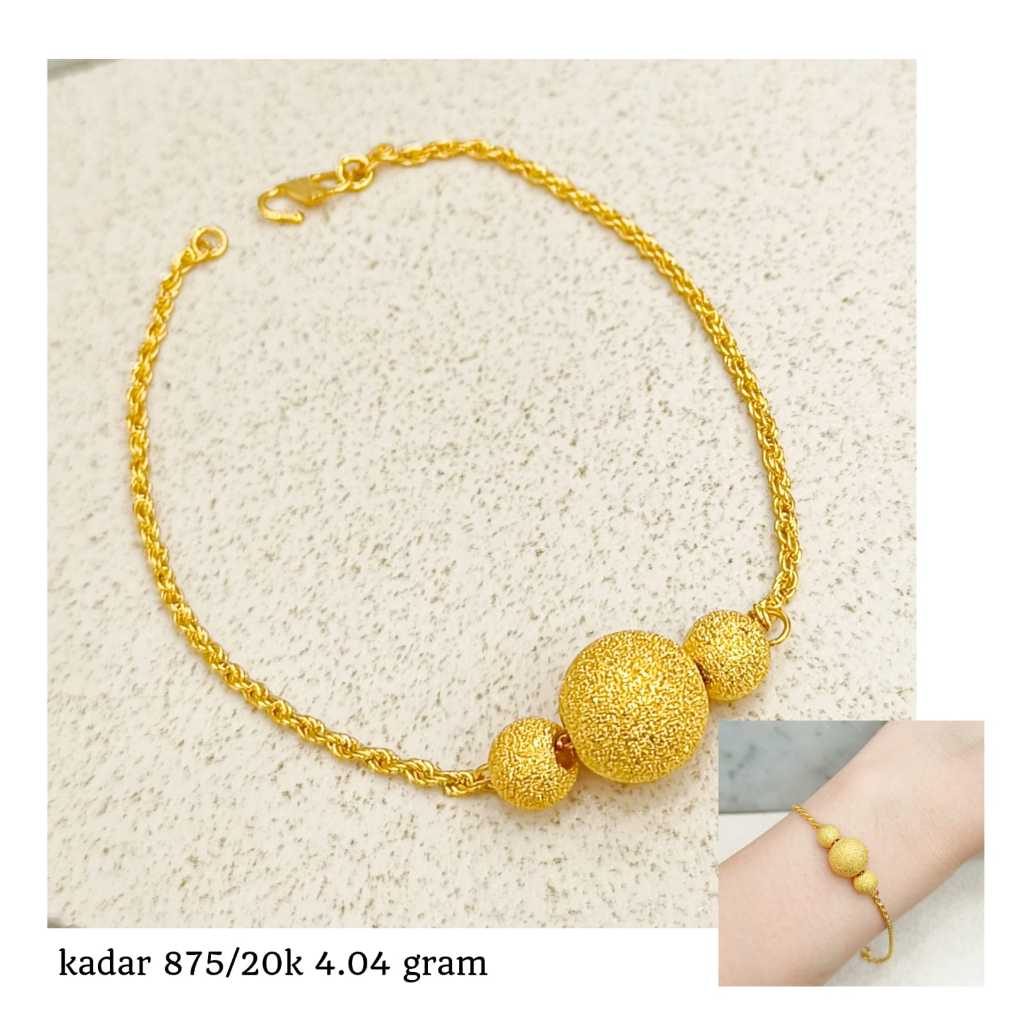 Gelang Bola Pasir Mewah Elegant Hadiah Ultah Emas Asli