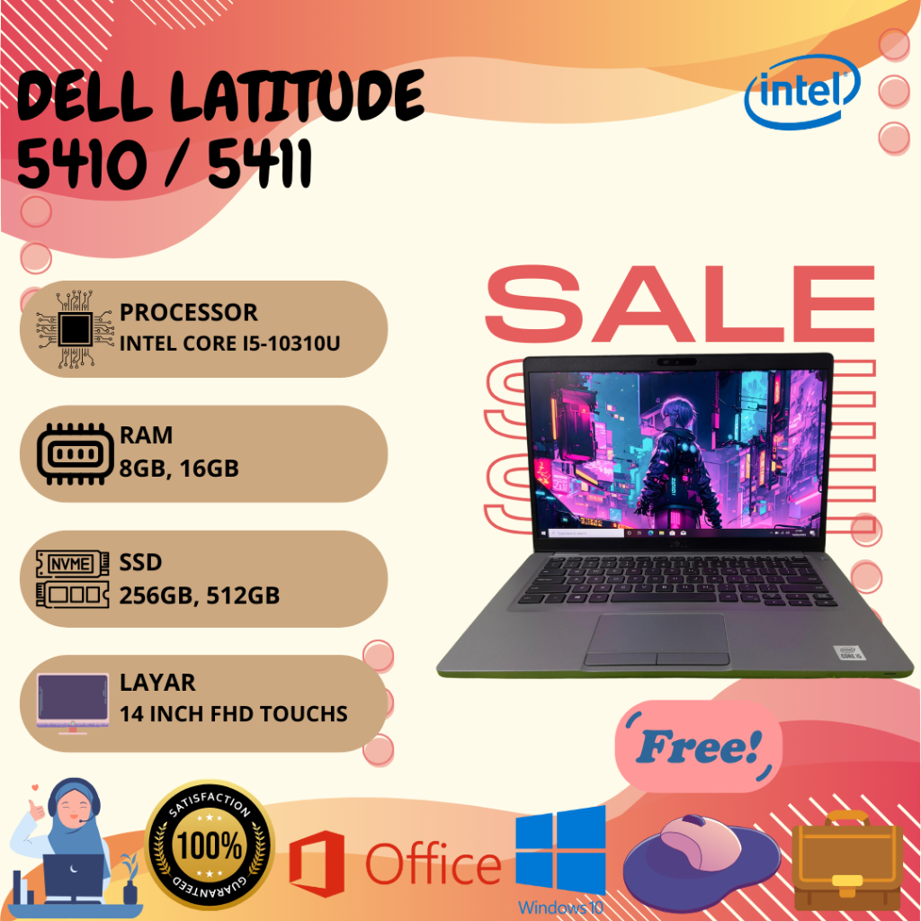 DELL Latitude 5410/5411 Intel Core i5-10Gen Win 10 Bergaransi - Free Mouse Wireless