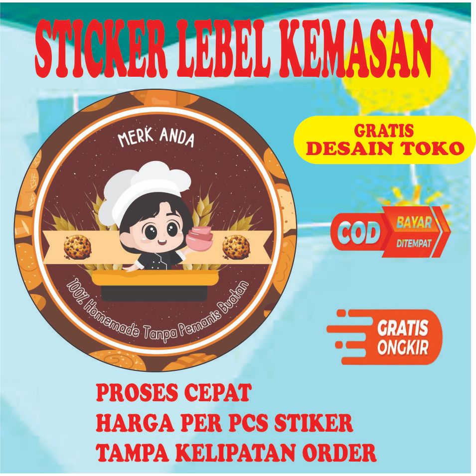 STIKER LOGO OLSHOP UKURAN 9 CENTIMETER  LABEL MAKANAN MINUMAN SUDAH CUTTING POTONG TINGGAL TEMPEL