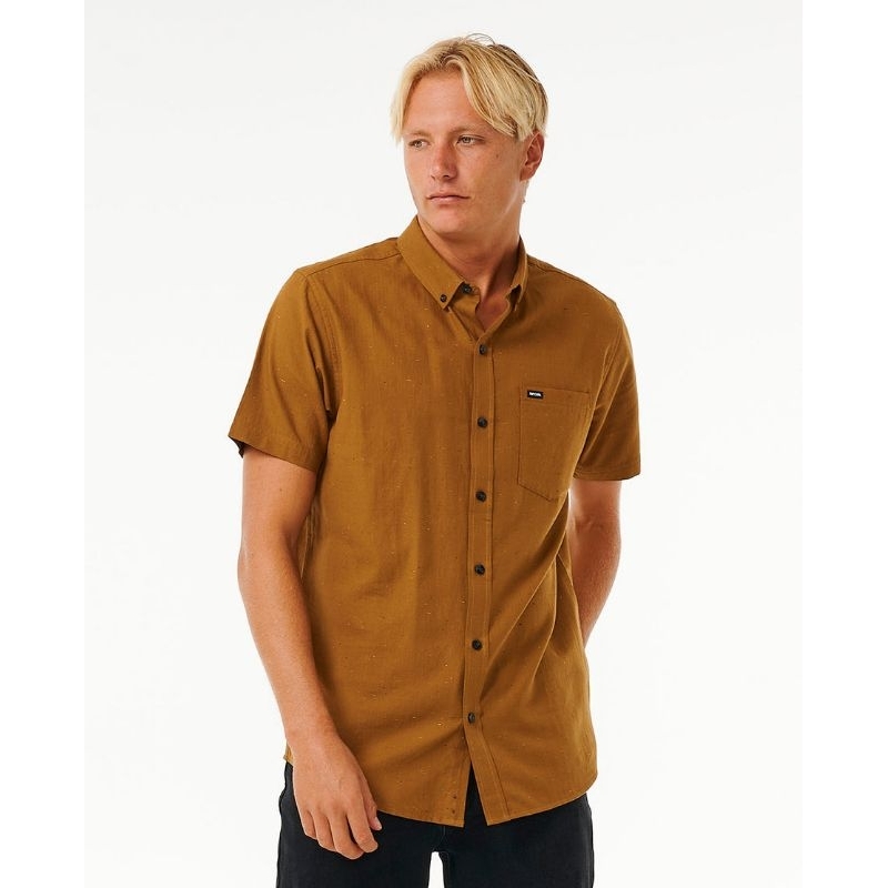 Discount Rip Curl Ourtime Original Short Sleeve Shirt - Gold (Size L)