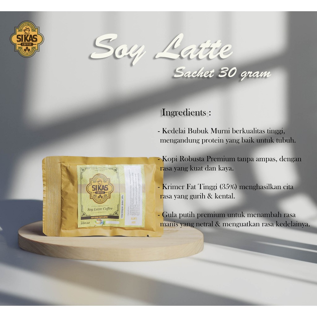 

Soy Latte Coffee Sachet 30gram Kopi Instan Tinggal Seduh