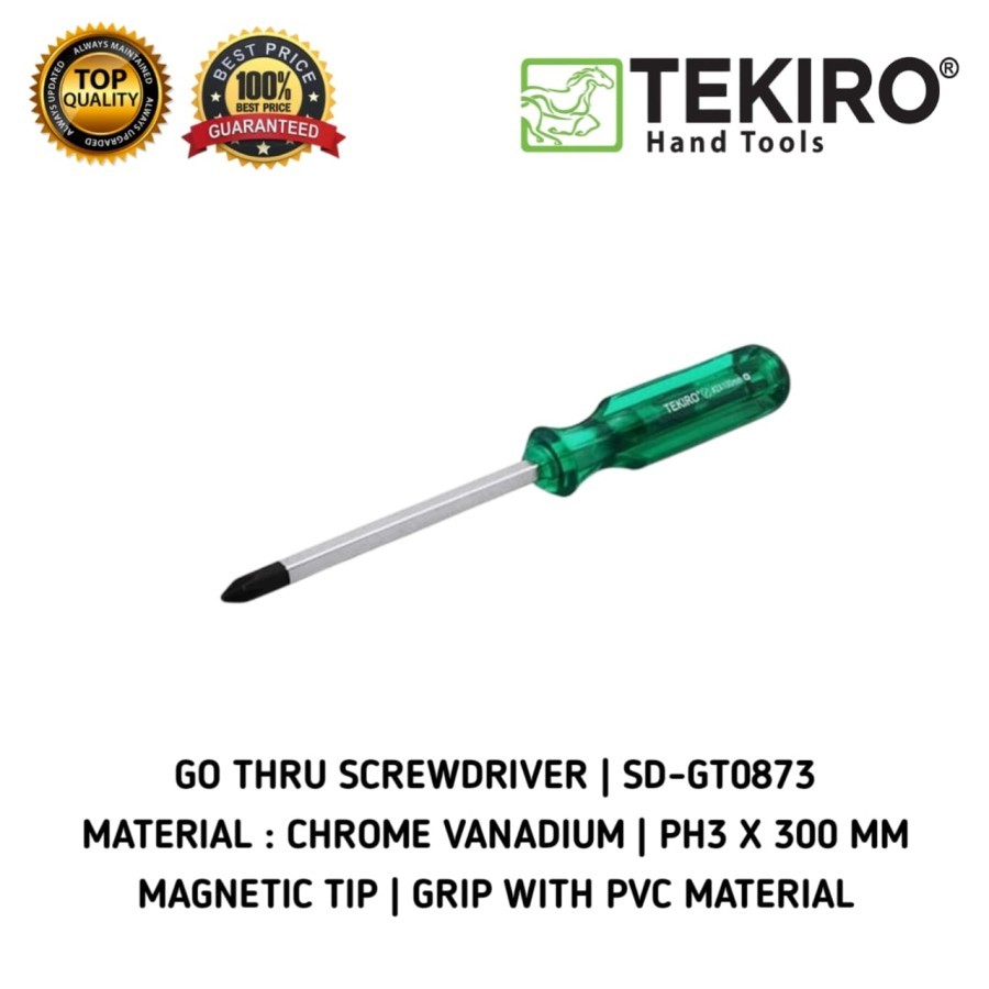 Tekiro Obeng Tembus Hijau Plus + PH3 x 300 mm TEKIRO OBENG GO THRU + PH3 X 300 MM (8) HANDLE HIJAU M