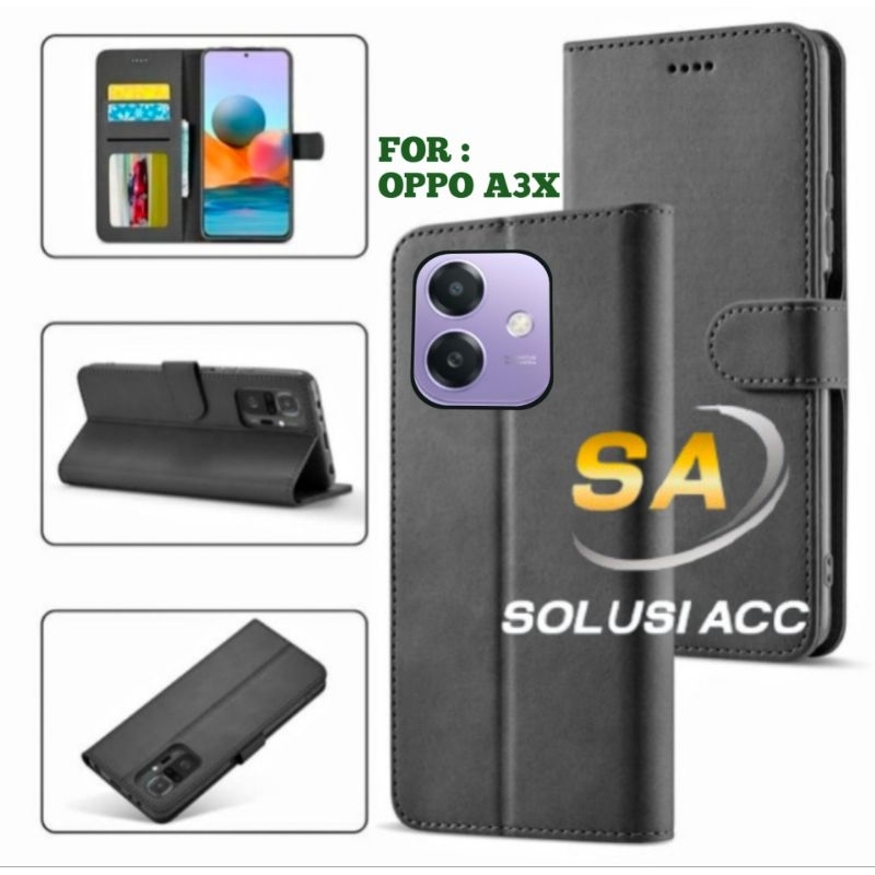 CASE OPPO A3X FLIP COVER WALLET SARUNG HP CASING DOMPET LEATHER CASE HP/CASING DOMPET OPPO A3X