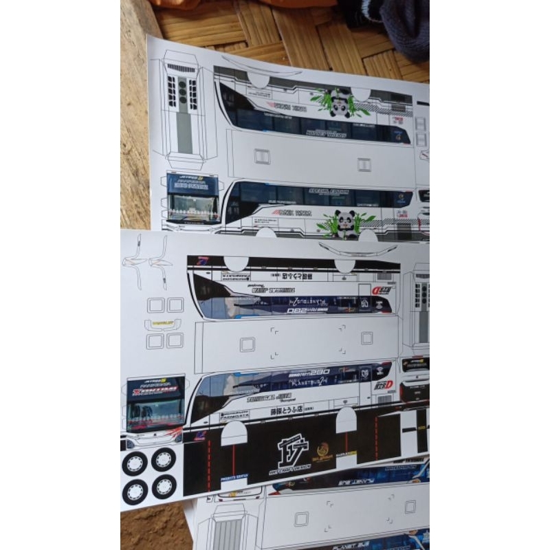 STIKER MINIATUR BUS TERMURAH POLA PAPERCRAFT BUS MINIATUR SKALA 50