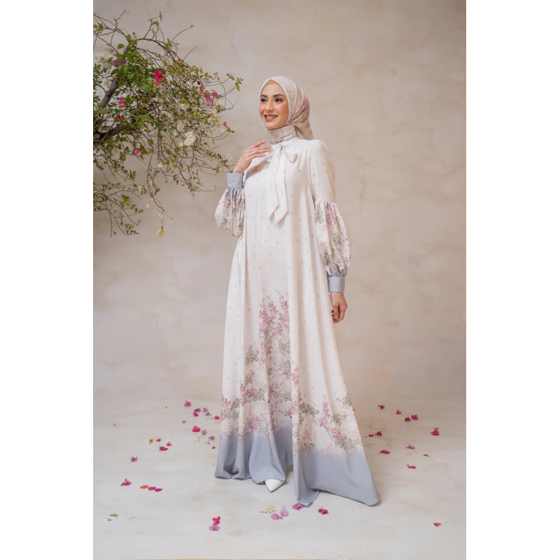 NEW READY KIRIM WEARING KLAMBY BIYYA 2.0 SET DRESS ALMOND HAZE (DRESS + SCARF)