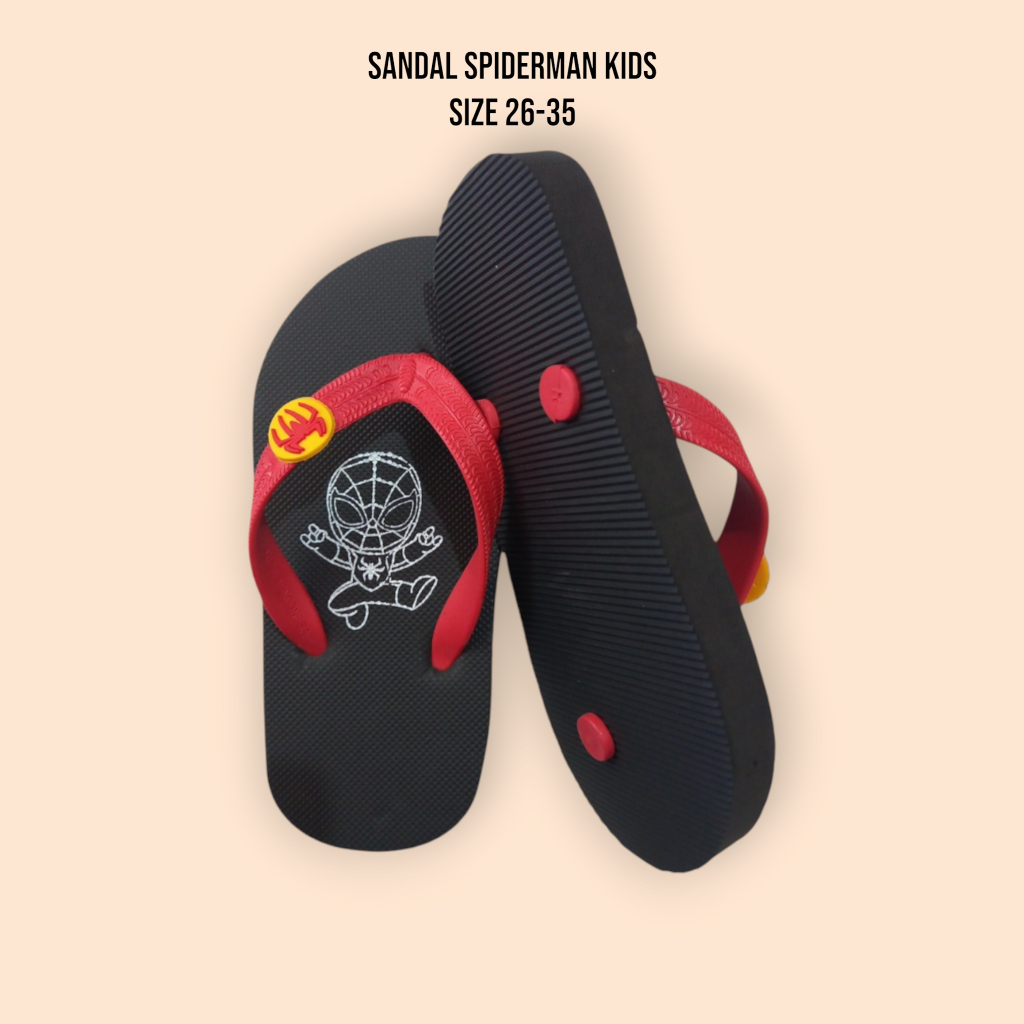Sandal Jepit Anak Laki-Laki Spiderman Polos Karet Rubber Kids