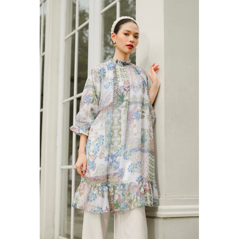 Benang jarum - Serenity Soiree Ruffle Tunic Dress - Ivory