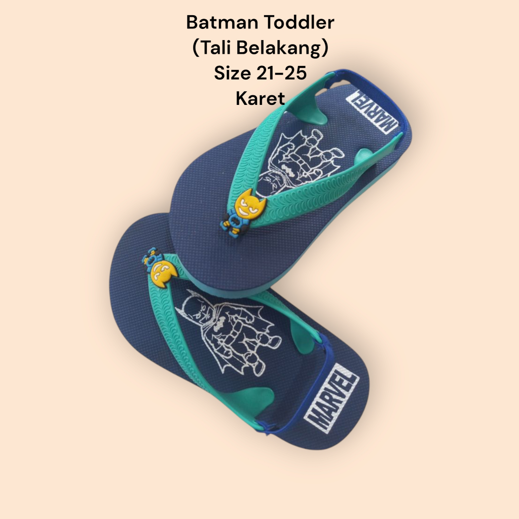 Batman Baby Sandal Jepit Anak Cowok Baru Belajar Jalan Nyaman di Kaki Si Kecil
