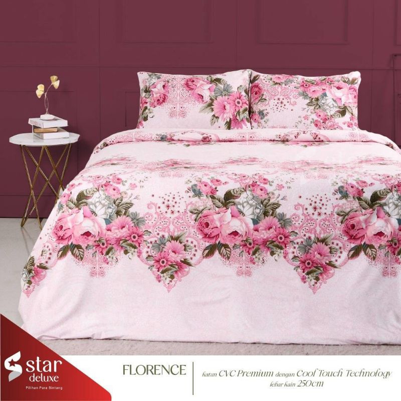 Sprei Set Katun Star Motif Bunga Mawar Cantik Elegant