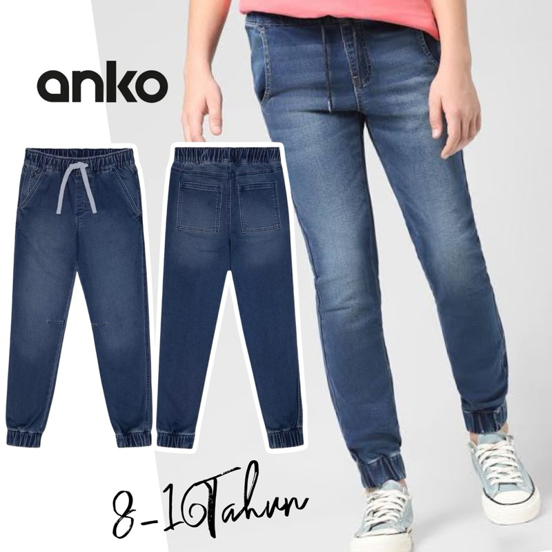 Celana Panjang Jogger Jeans Anko Branded Original Fashion Anak Laki Laki 8-16Tahun 3253