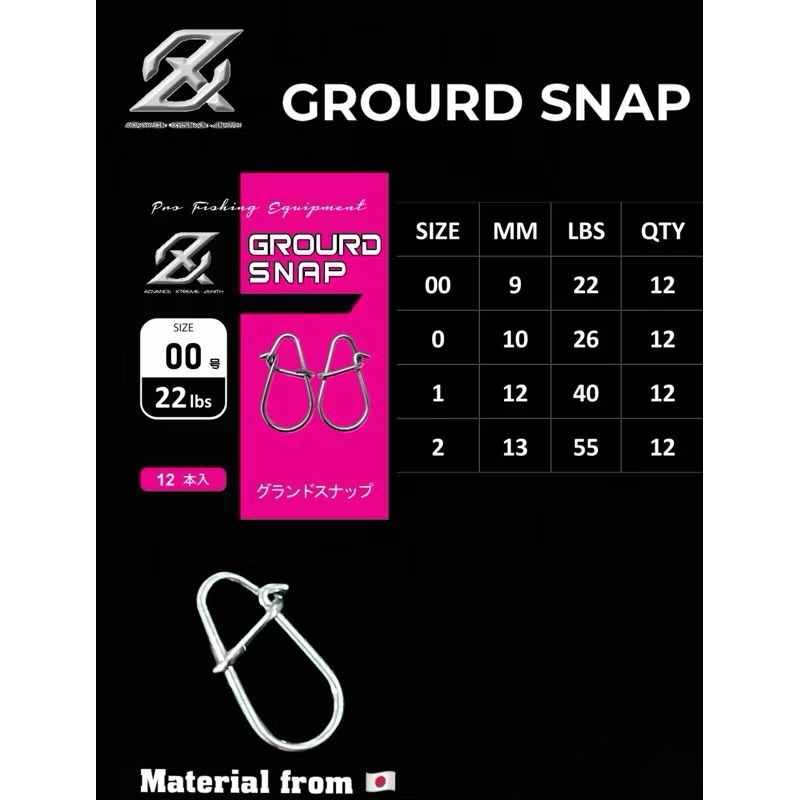 AXZ GROURD SNAP Rapat Kuat Material Japan Aksesoris Pancing