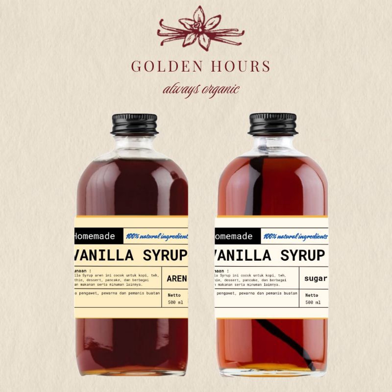 

500ml Vanilla Syrup non alkohol. Gula aren/Gula pasir