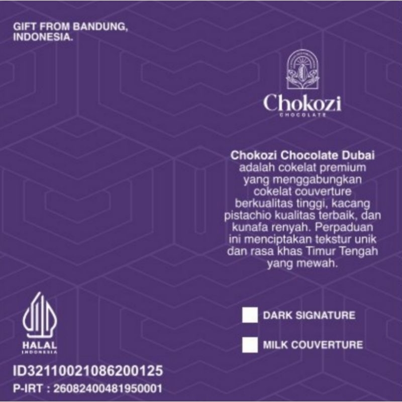 

pink CHOKOZI CHOCOLATE DUBAI SNATURE - PISTACHIO KUNAFA - 70 GRAM - MILK COUVERTURE