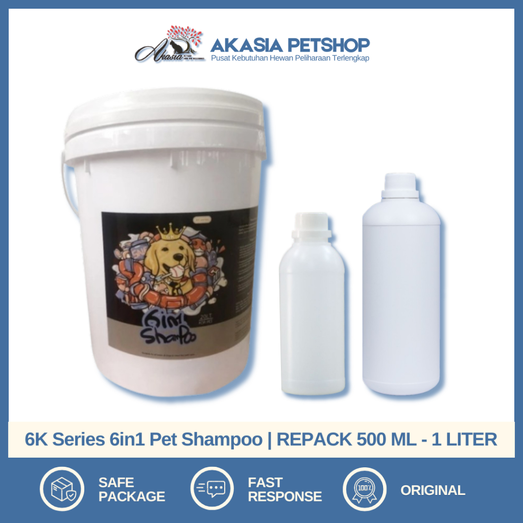 6K Series 6 in 1 Pet Shampoo | Shampo Anjing Kemasan Repack 500ml - 1000ml