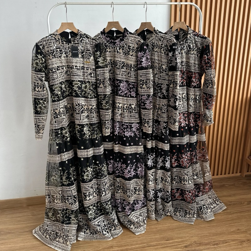 YUDIA BROKAT DRESS / dress brokat payet wanita