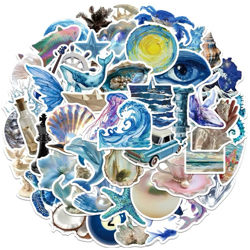 

STIKER VINYL Kehidupan Laut Biru Tua Sea Stiker Anti Air Stikers Waterproof