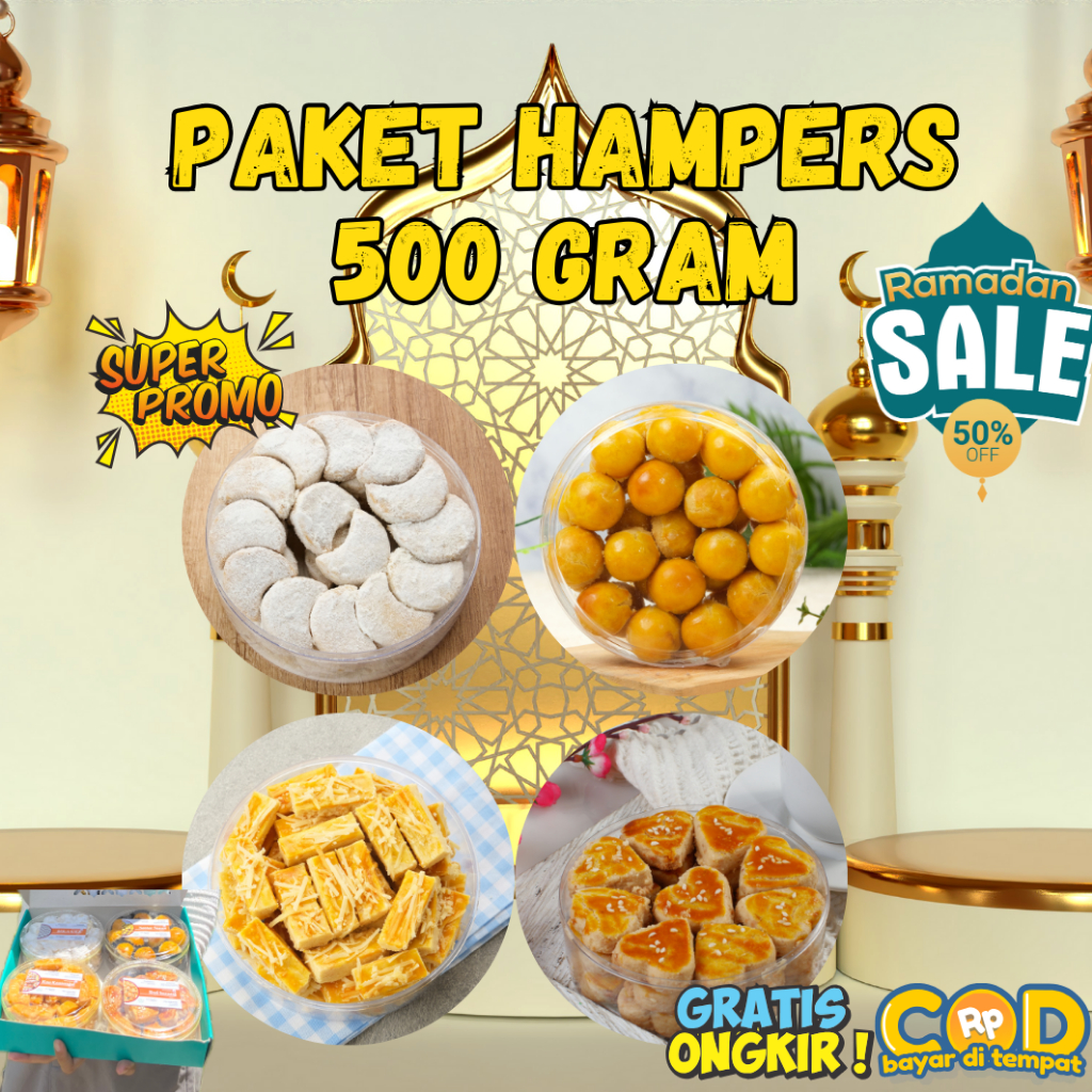 

HAMPERS ISI 4 PAKET KUE KERING 500 GRAM ENAK LEMBUT 100% Home Made