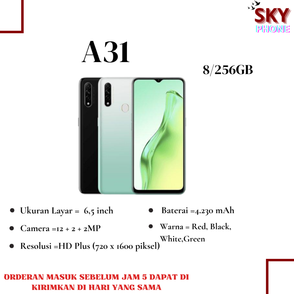 OPPO A31 RAM 8 INTERNAL 256GB GARANSI 1TAHUN