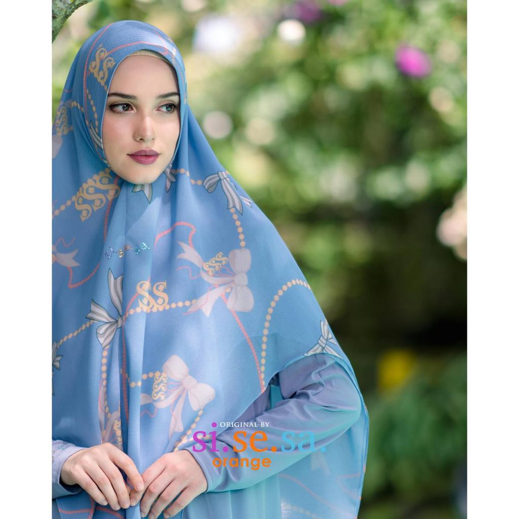 [SILMIKAFF]SiSeSa Khimar Gheyda Navy Blue Hijab Jilbab Si.Se.Sa. Original Premium Crystal Swrovsky