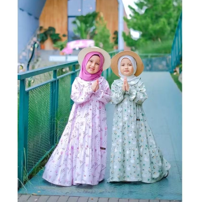 Afsheenastore - Lolita Gamis Dress Anak Perempuan Motif Rayon