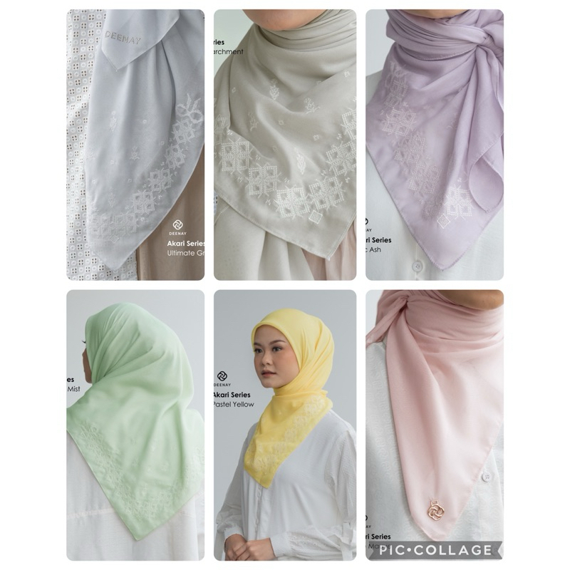 Deenay Akari - Hijab Polos SegiEmpat Bordir