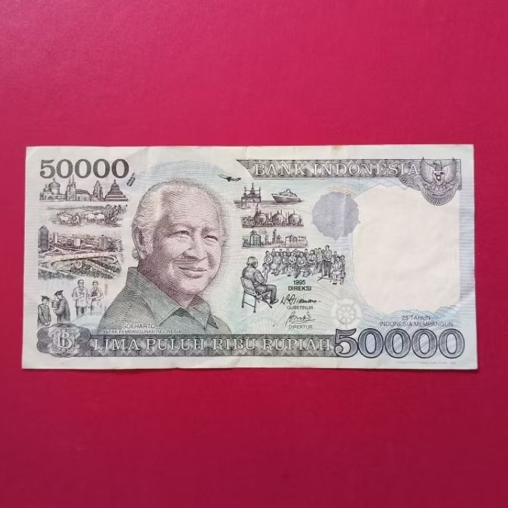 Uang kertas kuno 50000 rupiah Soeharto emisi 1995
