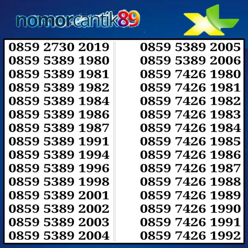 nomor cantik xl seri tahun seri cantik