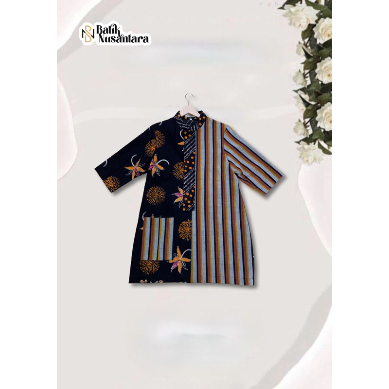 Atasan Wanita Batik Madura Kombinasi Lurik