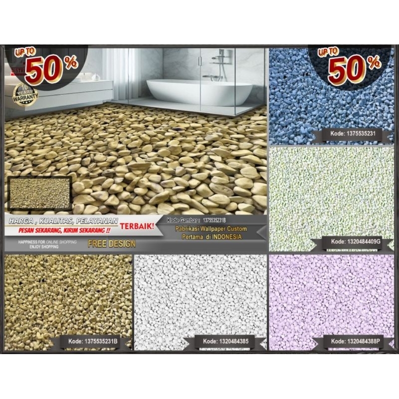 Sticker Custom 3D Floor | Floor Sticker | Sticker Floor | Sticker Batu Alam | Sticker Lantai | Walla