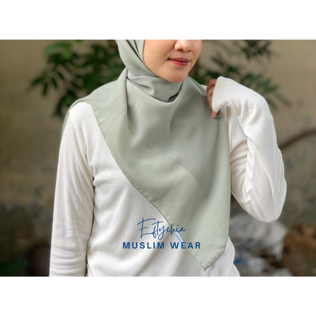 Hijab Segiempat Pollycotton | Sage | Eftychia Muslim Wear
