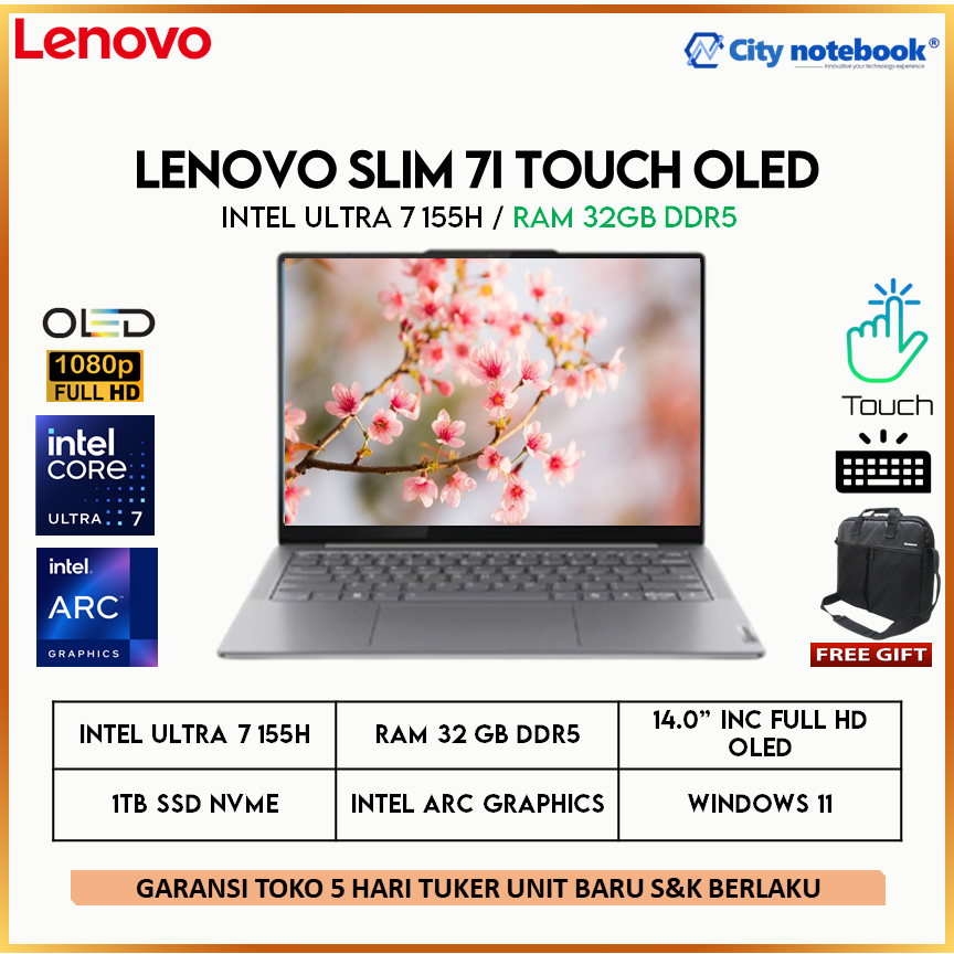 Lenovo Ideapad Slim 7i 14 OLED Touch Ultra 7-155H 32GB 1TB WIN11 14" FHD