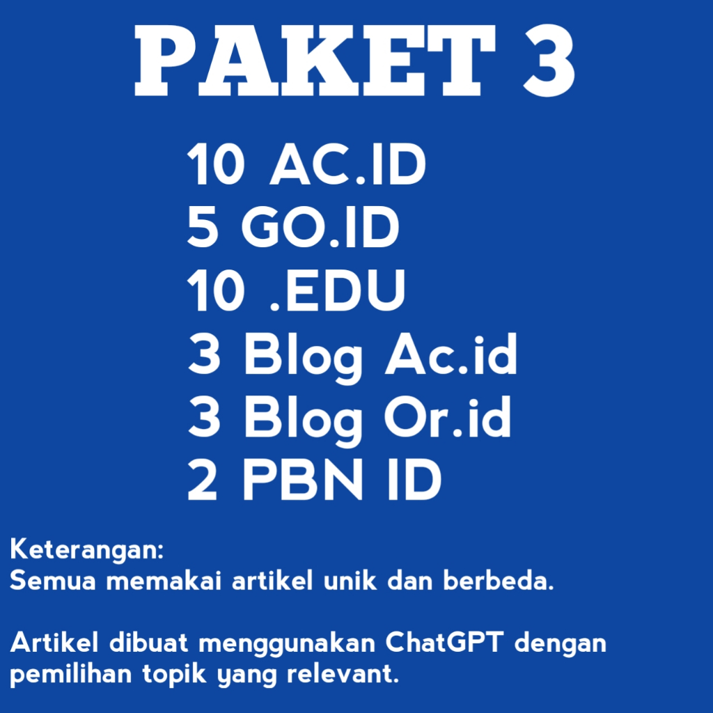 Paket Jasa Backlink Kampus AC ID, EDU & GOV