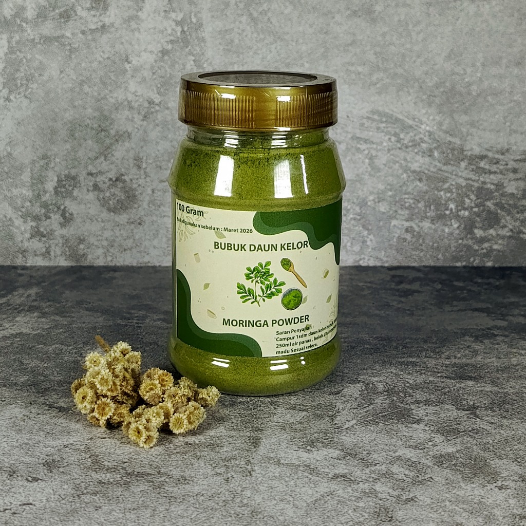 

Daun kelor bubuk Murni Grade A+ moringa powder 100 gram