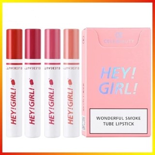 LIPSTIK HEY GIRL HENGFANG 4 IN 1 KOREA MATTE SMOKE TUBE LIPSTICK Velvet Matte