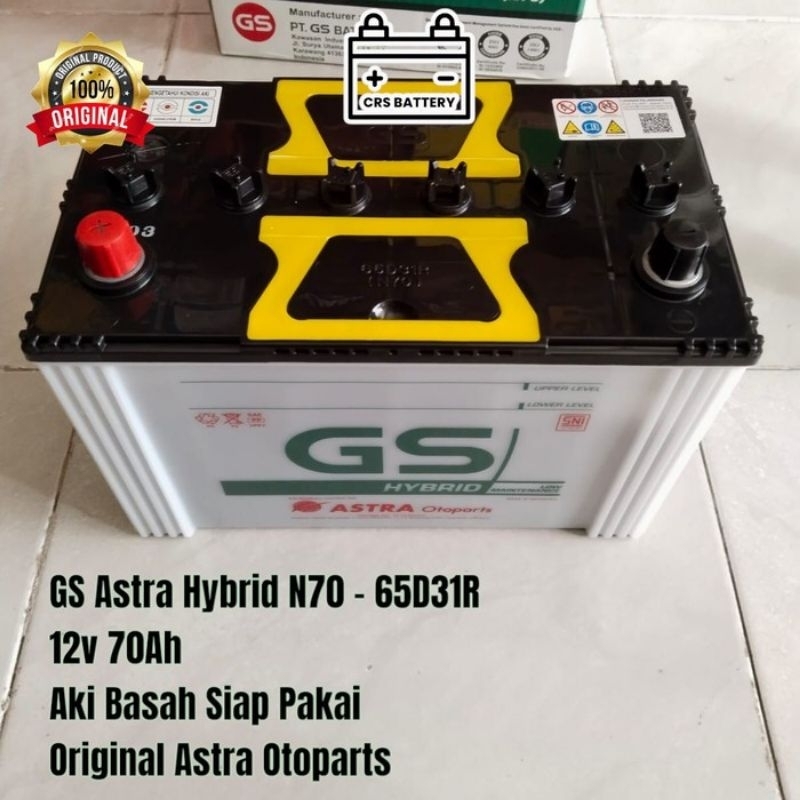 Aki Mobil GS Astra Hybrid N70 - 65D31R 70Ah Accu Basah Siap Pakai