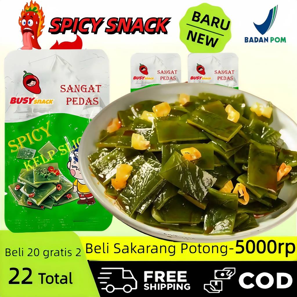 

12g Spicy Numbing Kelp Slices, Snack Ringan Gurih, Tanpa Pengawet, Lezat dan Pedas, Best Seller, Promo Terbatas, Pengiriman Cepat