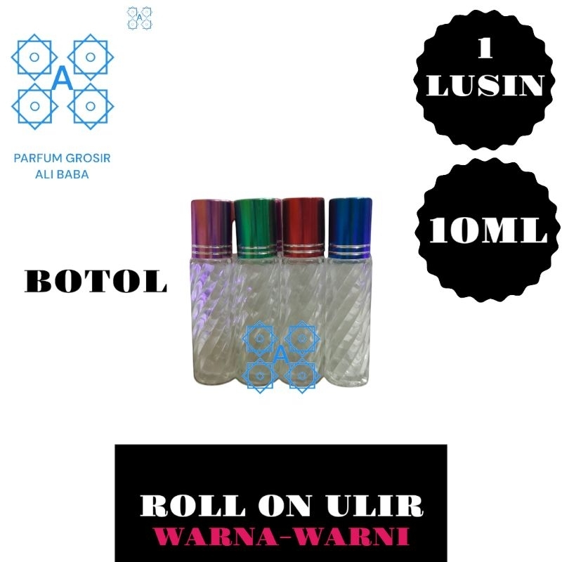 BOTOL PARFUM ROLL ON 10 ML | ULIR | 1LUSIN | WARNA-WARNI | BOTOL PARFUM KOSONG 10ML ROLL ON