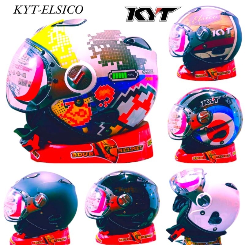 KYT HELMET ELSICO MOTIF-SOLID SERIES 100% ORIGINAL SNI-DOT ongkir 2 kg termurah
