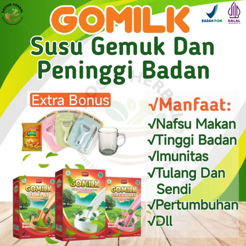 

(GRATIS GELAS/SET PISAU CANTIK SETIAP PEMBELIAN 3 PCS,1 PCS GRATIS JAHE) GOMILK SUSU GEMUK DAN PENINGGI BADAN MENINGKATKAN NAFSU MAKAN MENAMBAH BERAT BADAN ATASI MASALAH SENDI, ASAM URAT, KOLESTROL, KEBAS, DLL