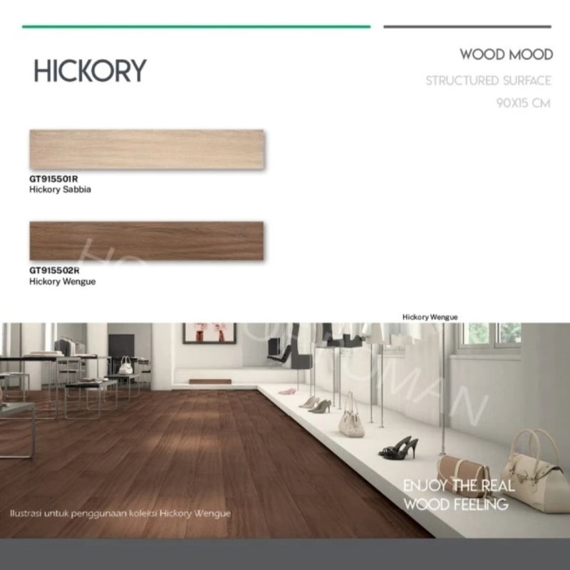 Roman Granit 15x90 Hickory Series (Wood Mood) / Granit Lantai Motif Kayu Hickory / Lantai Motif Kayu
