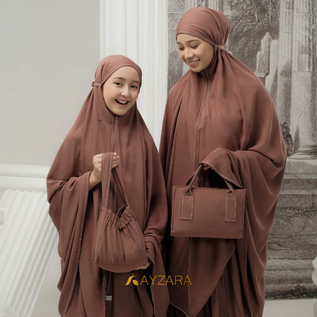 AYZARA - Mukena Dewasa Couple Anak Rayon Polos Alula Series