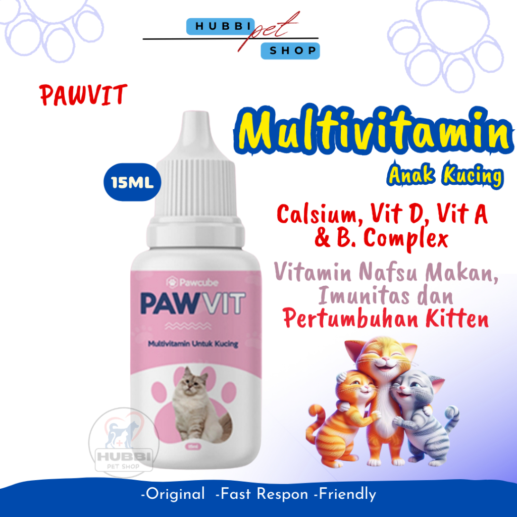 Vitamin Anak Kucing Kitten PAWVIT 15 ml Vitamin Pertumbuhan Kucing dan Anak Kucing