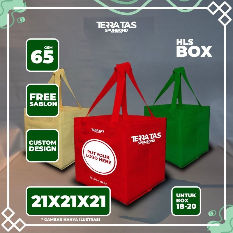 

Custom Made Tas Spunbond Souvenir Tote Bag Kotak Makan 65 GSM 21x21x21 Untuk Box 18-20 + Free Sablon