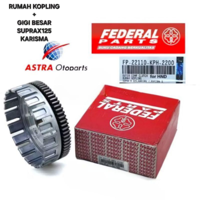 RUMAH KOPLING PLUS GEAR GIGI BESAR SUPRA X 125 KARISMA FEDERAL PARTS