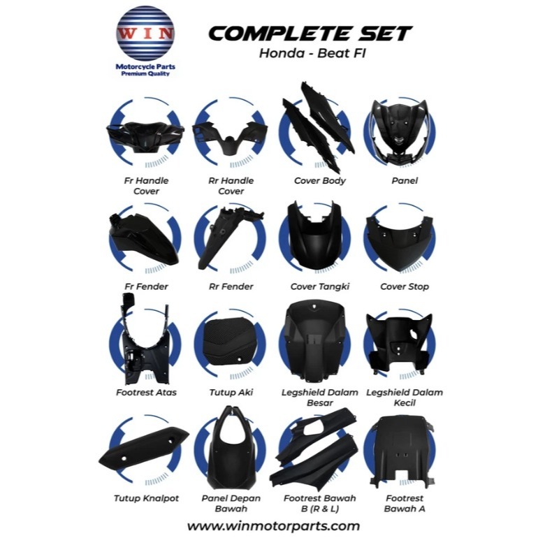 FULL SET BODY BEAT FI INJEKSI HITAM / COMPLETE SET BODY BEAT FI HITAM