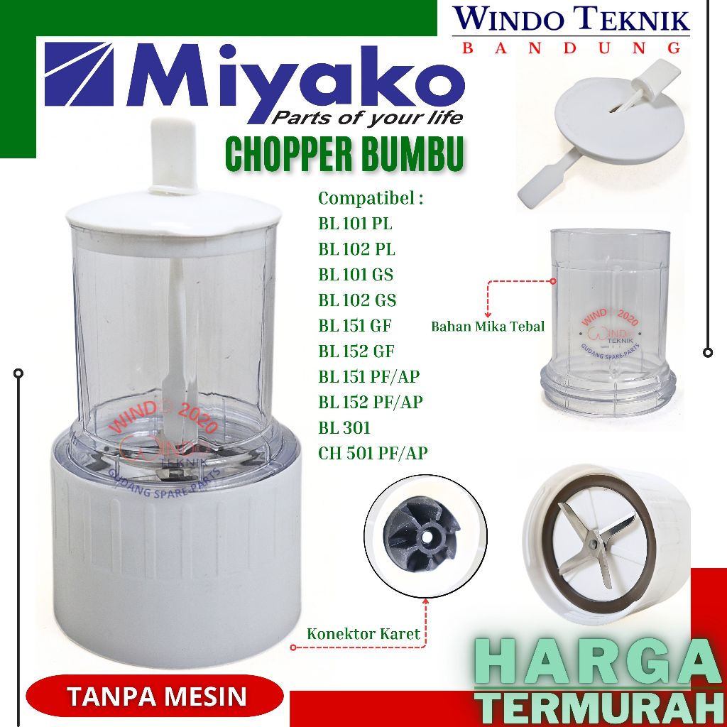 CHOPER BUMBU MIYAKO SET | WEAT MILL BLENDER CHOPPER BUMBU BASAH DAN KERING NASIONAL / NATIONAL / MIY