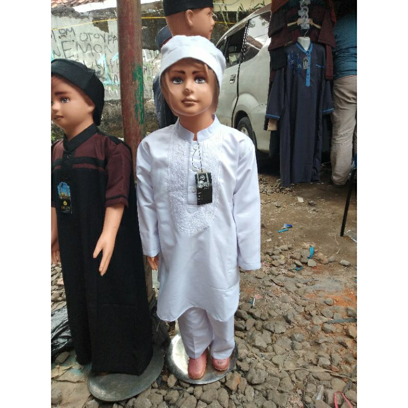 Koko putih anak anak/baju putih anak laki-laki/ baju muslim anak laki-laki terbaru 2025